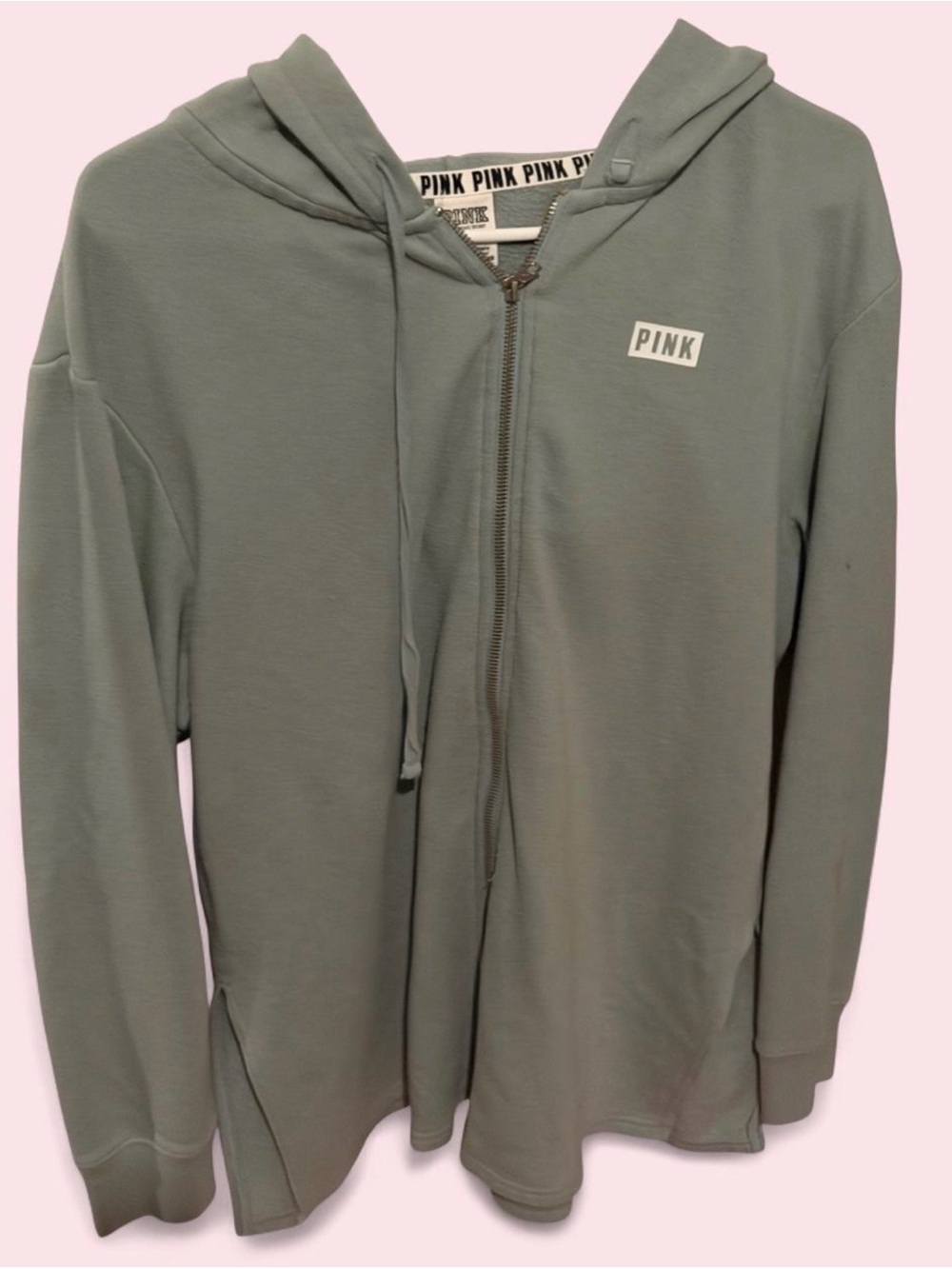PINK Victoria's Secret Sage Green Zip-Up Hoodie